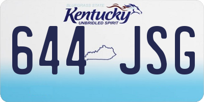KY license plate 644JSG