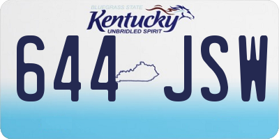 KY license plate 644JSW