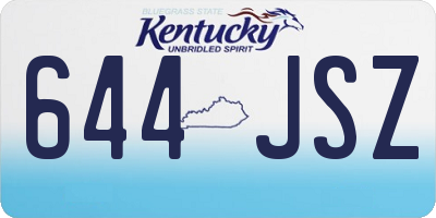 KY license plate 644JSZ