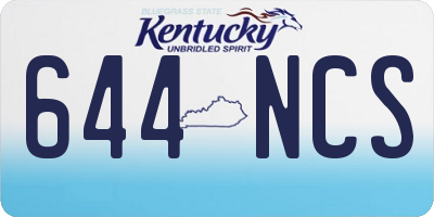 KY license plate 644NCS