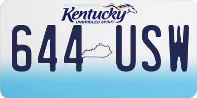 KY license plate 644USW