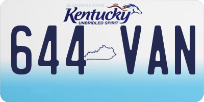 KY license plate 644VAN