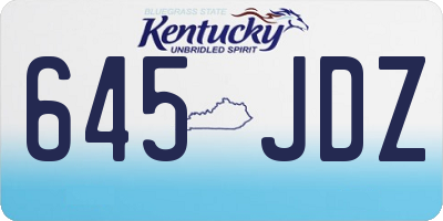KY license plate 645JDZ