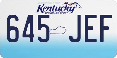 KY license plate 645JEF