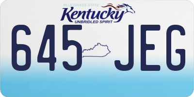 KY license plate 645JEG