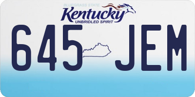 KY license plate 645JEM