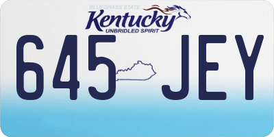 KY license plate 645JEY