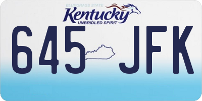 KY license plate 645JFK
