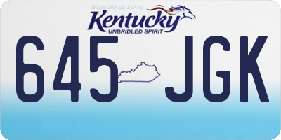 KY license plate 645JGK