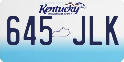 KY license plate 645JLK