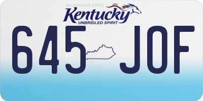 KY license plate 645JOF