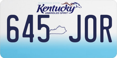 KY license plate 645JOR