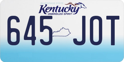 KY license plate 645JOT