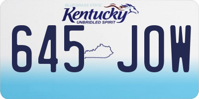 KY license plate 645JOW