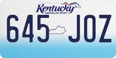 KY license plate 645JOZ