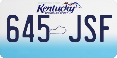 KY license plate 645JSF