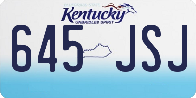 KY license plate 645JSJ
