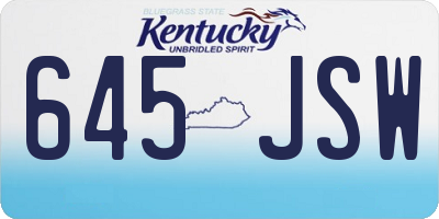 KY license plate 645JSW