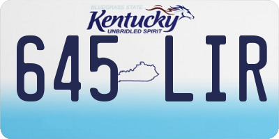 KY license plate 645LIR