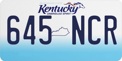 KY license plate 645NCR