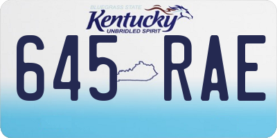 KY license plate 645RAE