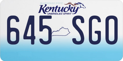KY license plate 645SGO