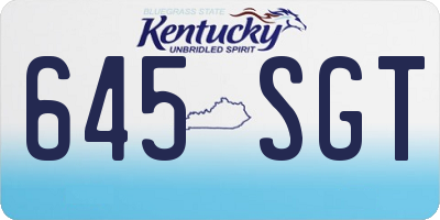 KY license plate 645SGT