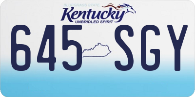 KY license plate 645SGY