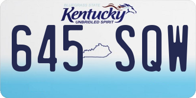 KY license plate 645SQW