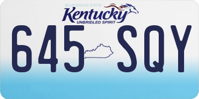 KY license plate 645SQY