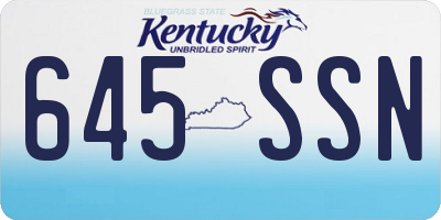 KY license plate 645SSN
