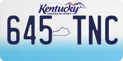 KY license plate 645TNC