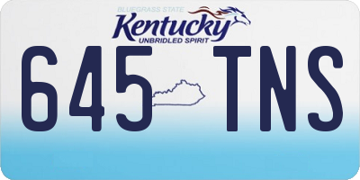 KY license plate 645TNS
