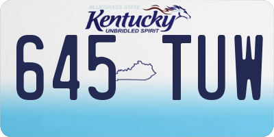 KY license plate 645TUW