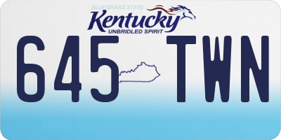 KY license plate 645TWN