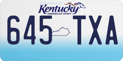 KY license plate 645TXA