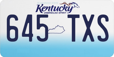 KY license plate 645TXS