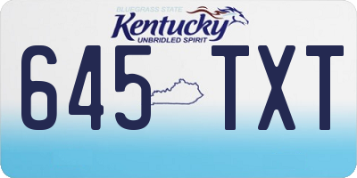 KY license plate 645TXT