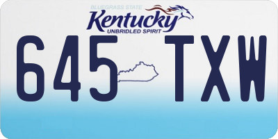 KY license plate 645TXW