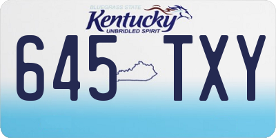 KY license plate 645TXY