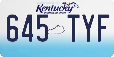KY license plate 645TYF