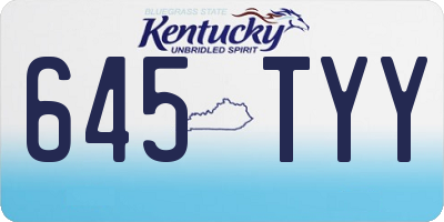 KY license plate 645TYY