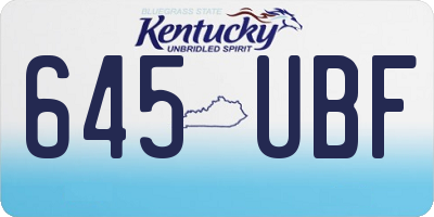 KY license plate 645UBF