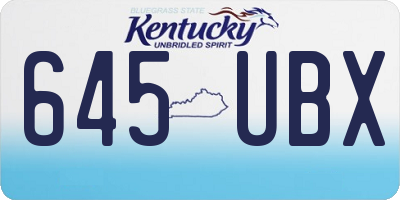 KY license plate 645UBX