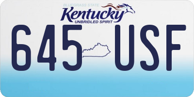 KY license plate 645USF