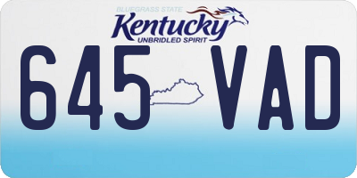 KY license plate 645VAD