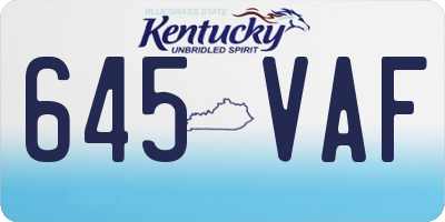KY license plate 645VAF
