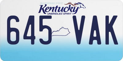 KY license plate 645VAK