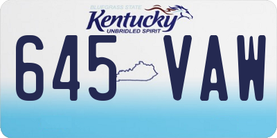 KY license plate 645VAW