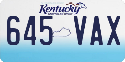 KY license plate 645VAX